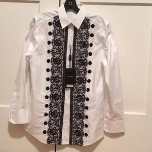 Dolce & Gabbana white with lace trim shirt